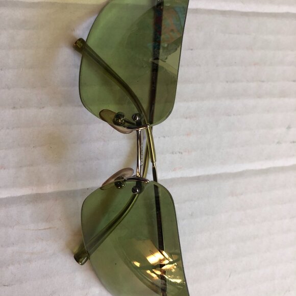 Chanel rimless green tint vintage sunglasses  black case, original box, tags main image 9